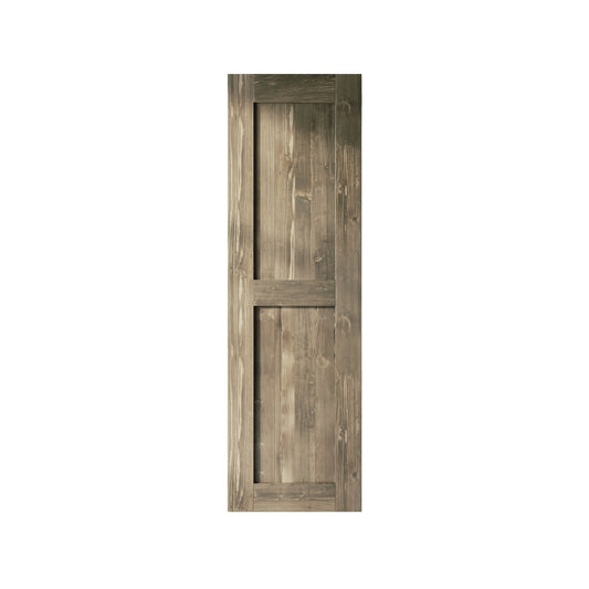 HOMACER 28-in x 84-in Classic Gray Mid-Bar Pine Wood Solid core Single Barn Door (Hardware Not Included)
