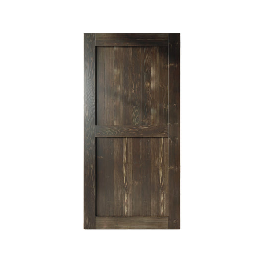 HOMACER 42-in x 84-in Ebony Prefinished Mid-Bar Pine Wood Solid core Single Barn Door (Hardware Not Included)