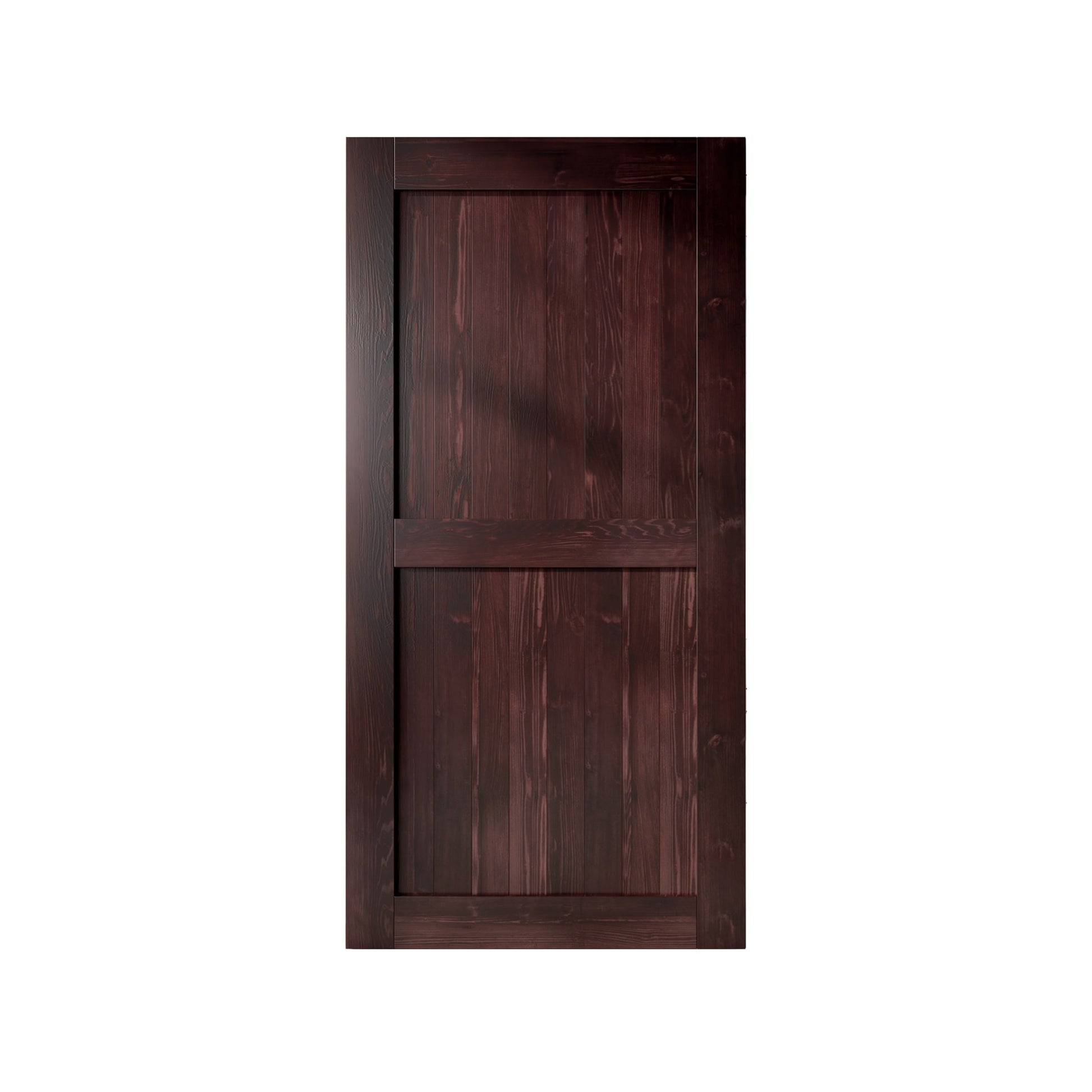 HOMACER 54-in x 84-in Red Mahogany Mid-Bar Pine Wood Solid core Single Barn Door (Hardware Not Included)