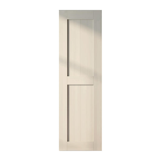 HOMACER 30-in x 84-in Tinsmith Gray Mid-Bar Pine Wood Solid core Single Barn Door (Hardware Not Included)