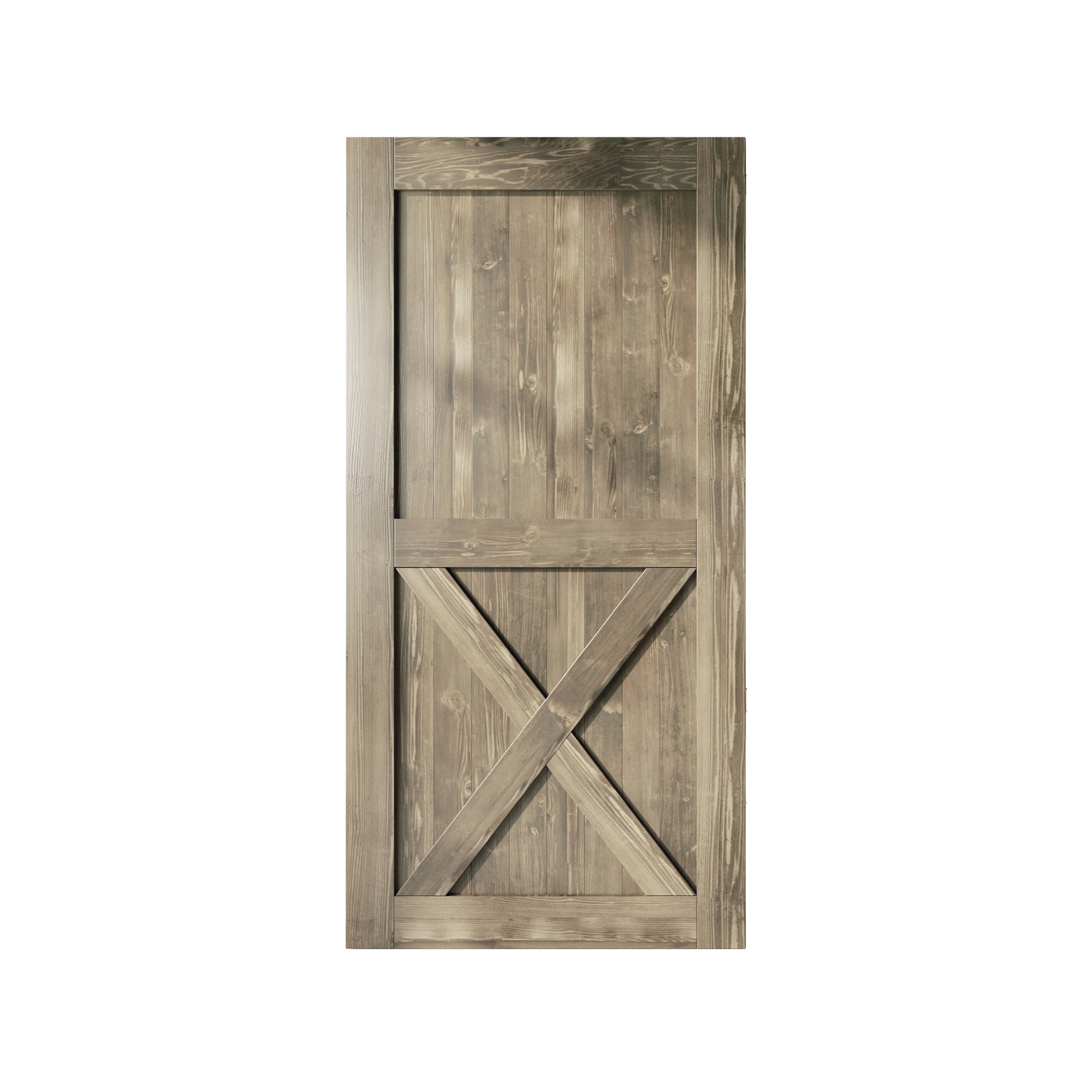HOMACER 54-in x 84-in Classic Gray X-frame Pine Wood Solid core Single Barn Door (Hardware Not Included)
