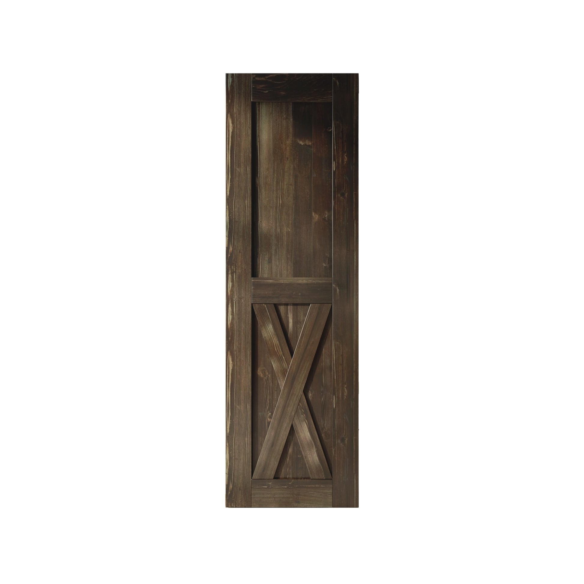 HOMACER 20-in x 84-in Ebony X-frame Pine Wood Solid core Single Barn Door (Hardware Not Included)