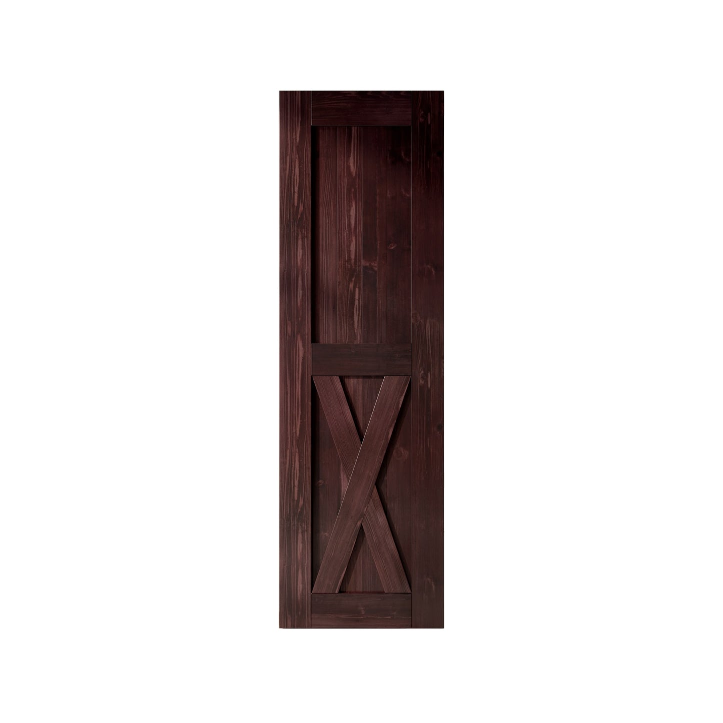 HOMACER 20-in x 84-in Red Mahogany X-frame Pine Wood Solid core Single Barn Door (Hardware Not Included)