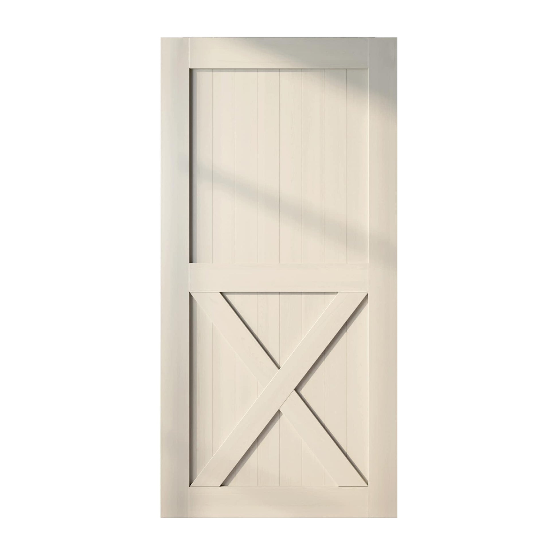 HOMACER 42-in x 84-in Tinsmith Gray X-frame Pine Wood Solid core Single Barn Door (Hardware Not Included)
