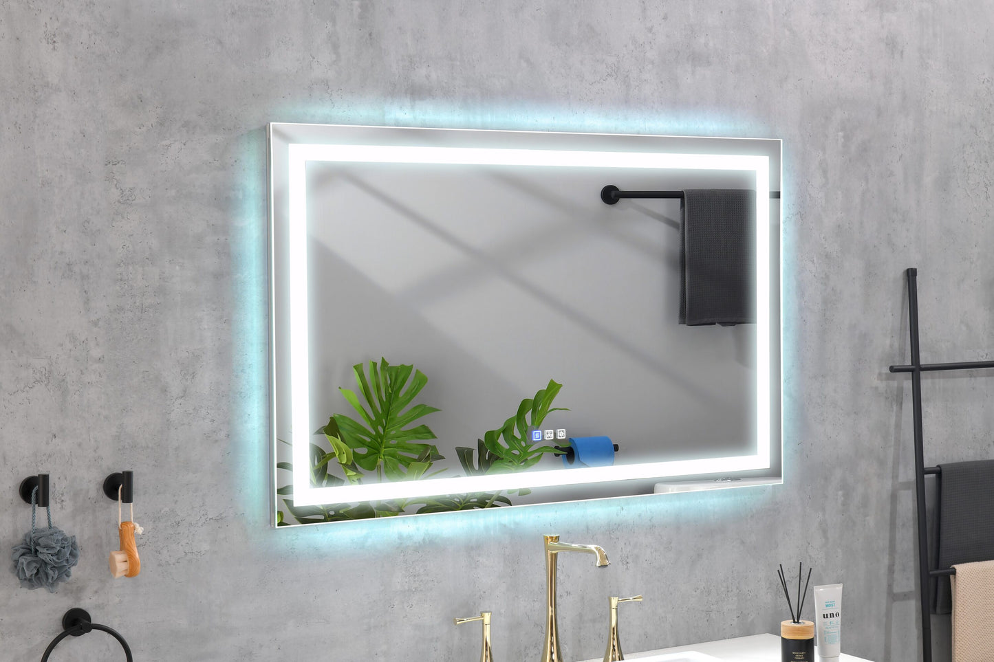 Vacolite 36-in x 60-in Polished Frameless Rectangle Dimmable Lighted Fog Free Tilting Bathroom Vanity Mirror ( White )