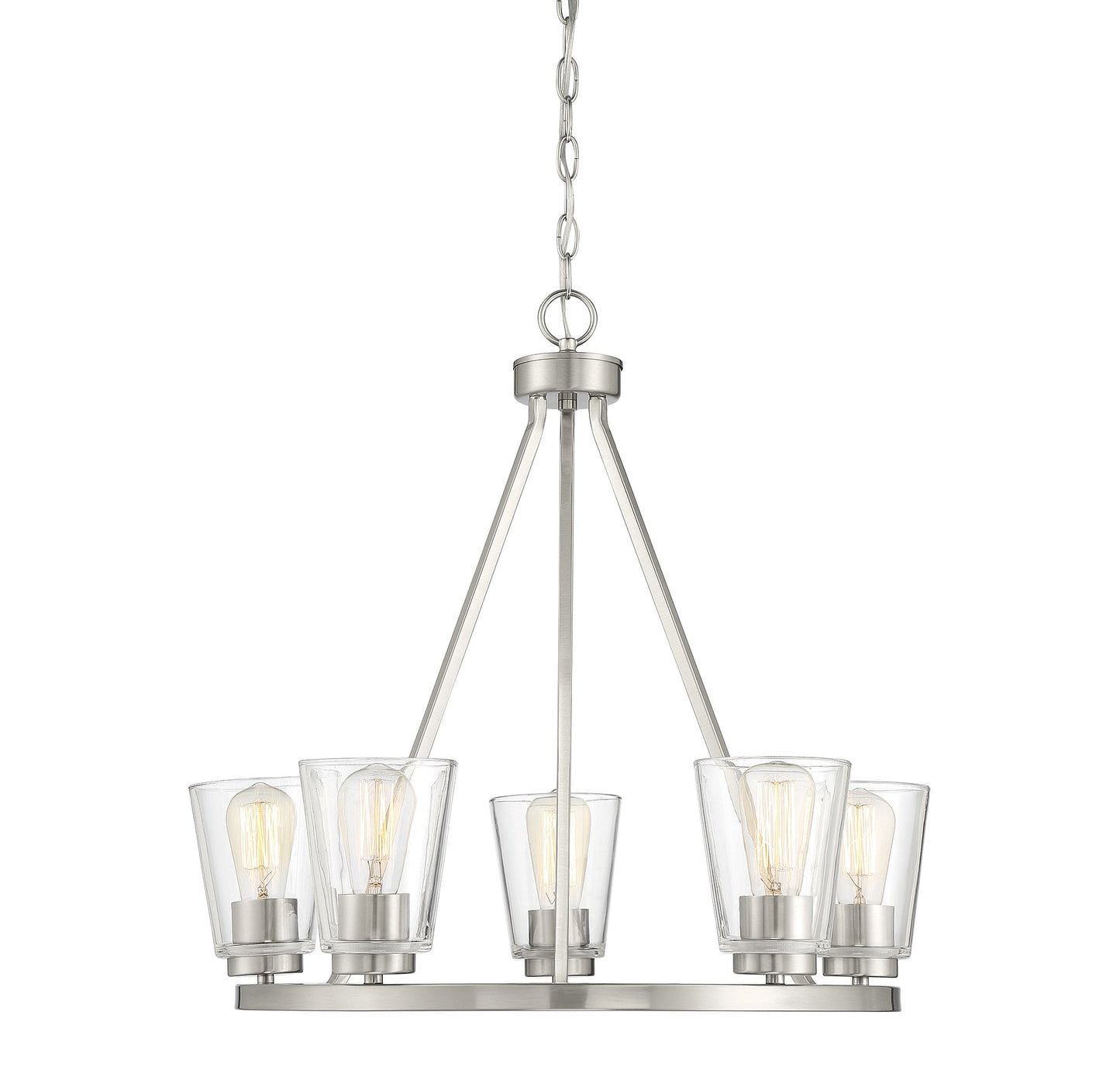 Savoy House Essentials Calhoun 5 -Light Satin Nickel Indoor Glass Metal Chandelier