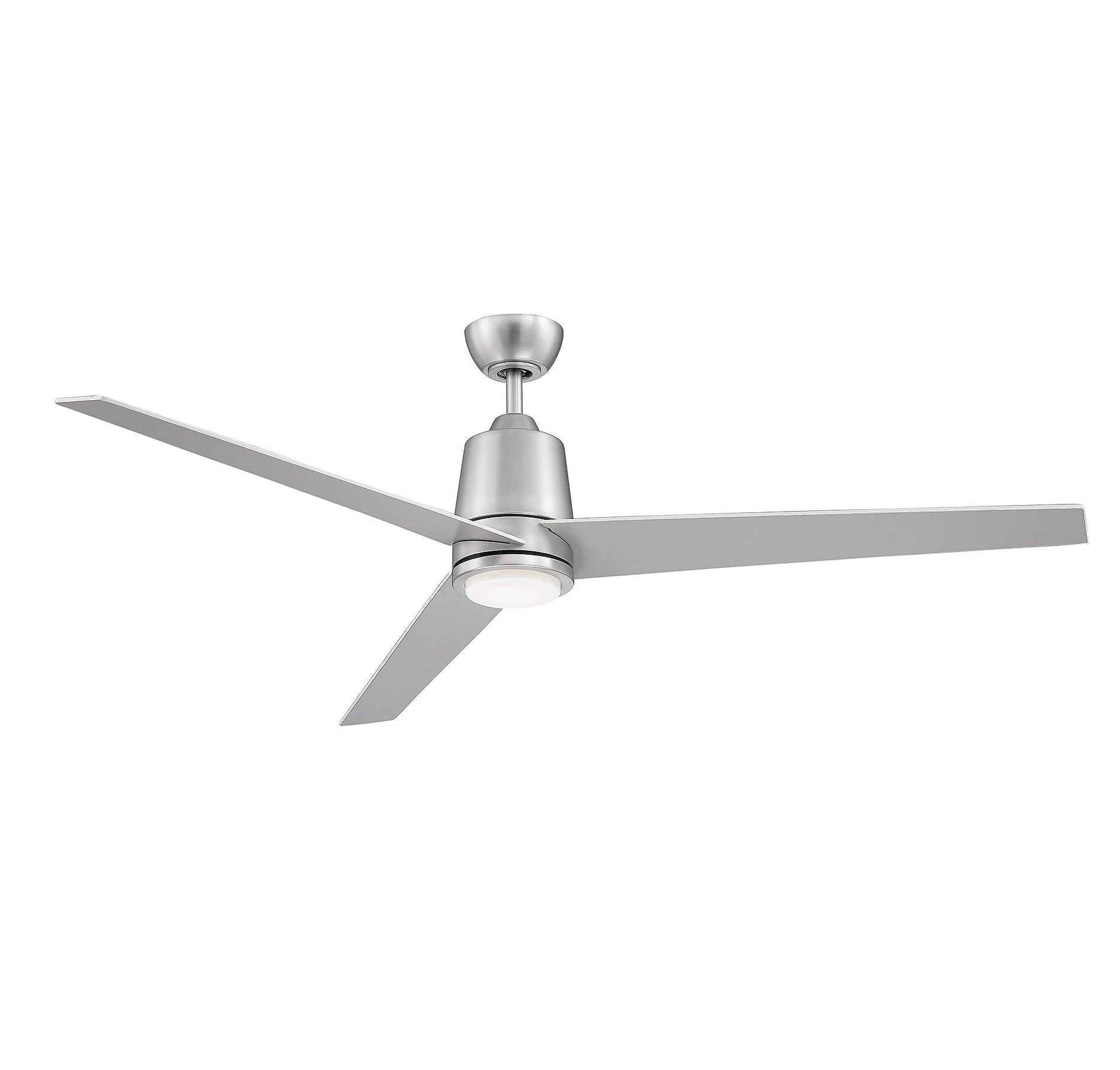 Meridian Lite Trends Meridian 56-in Brushed Nickel with Silver/Matte White Blades Integrated LED Covered Outdoor Ceiling Fan With Light 3 -Blade