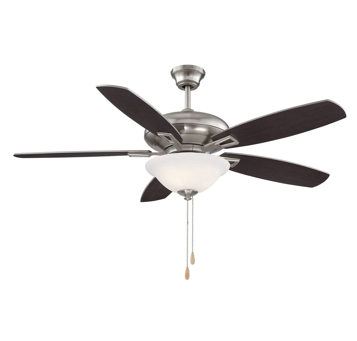 Meridian Lite Trends Meridian 52-in Brushed Nickel with Chestnut and Silver Blades Ceiling Fan With Light 5 -Blade