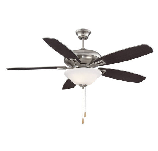 Meridian Lite Trends Meridian 52-in Brushed Nickel with Chestnut and Silver Blades Ceiling Fan With Light 5 -Blade