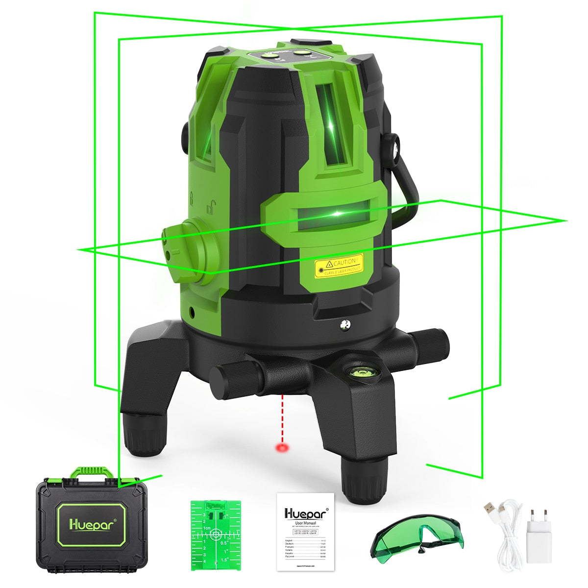 Huepar 197-ft Green Self-Leveling Cross-line Laser Level L141G