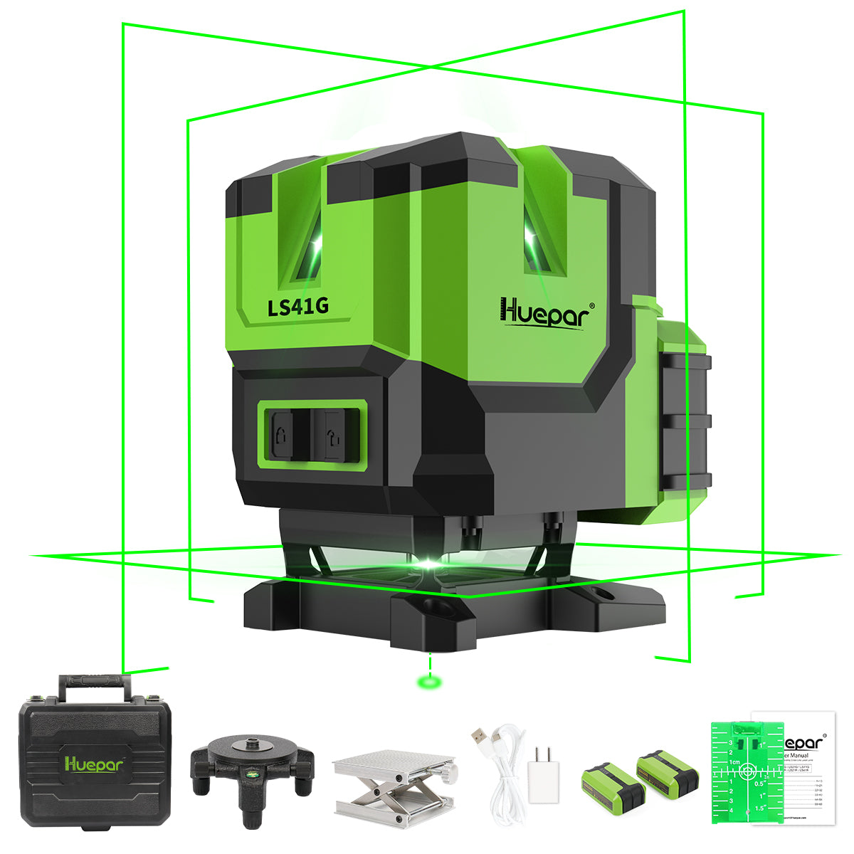 Huepar 200-ft Green Self-Leveling Cross-line Laser Level LS41G