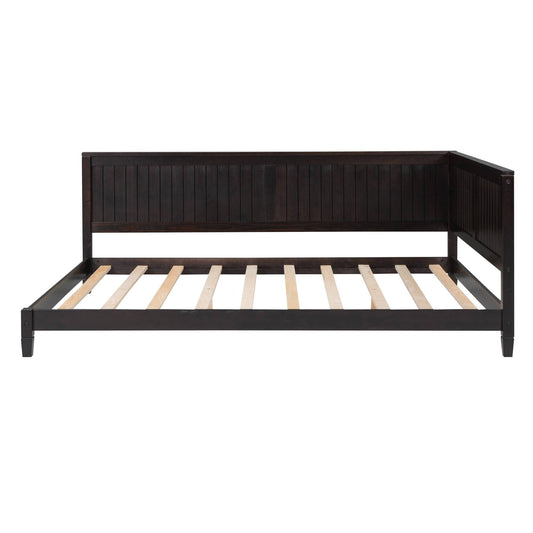 Yiekholo Full Espresso Wood Daybed with Headboard