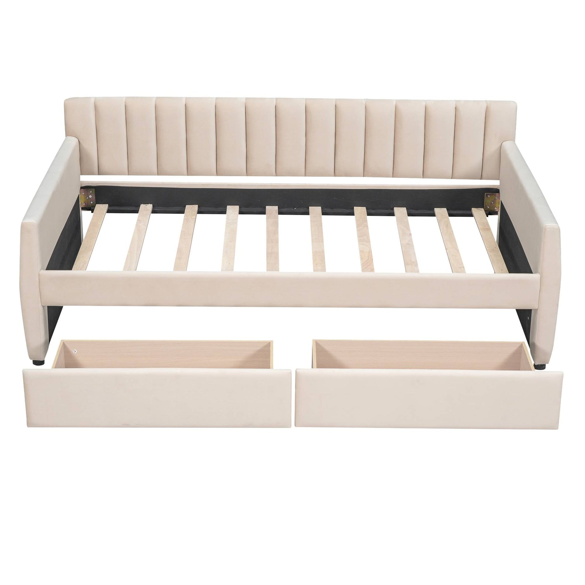 Yiekholo Twin Beige Daybed Storage with Headboard
