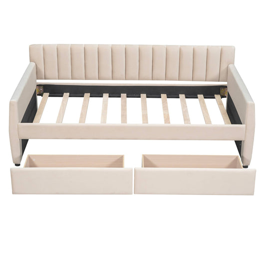 Yiekholo Twin Beige Daybed Storage with Headboard