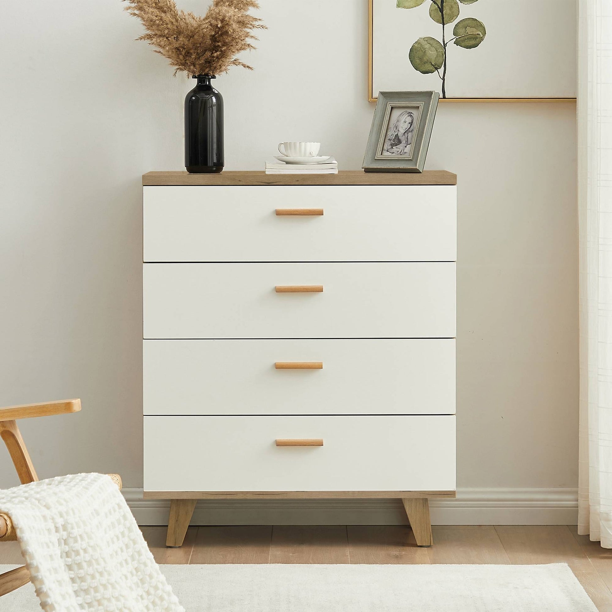 Yiekholo White 4-Drawer Standard Dresser