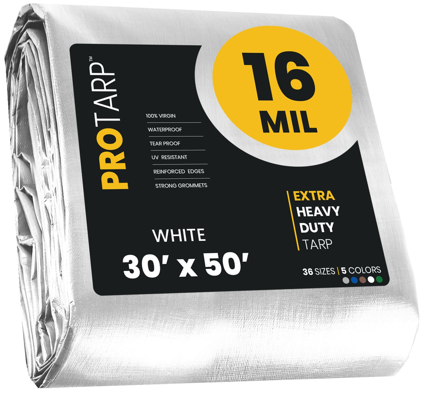 PROTARP 30-ft x 50-ft White Waterproof Commercial Polyethylene 16-mil Tarp
