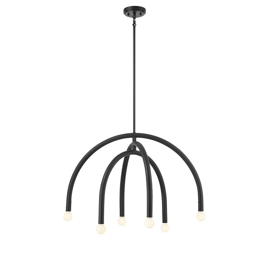 Meridian Lite Trends Meridian 6 -Light Matte Black Indoor Metal Chandelier