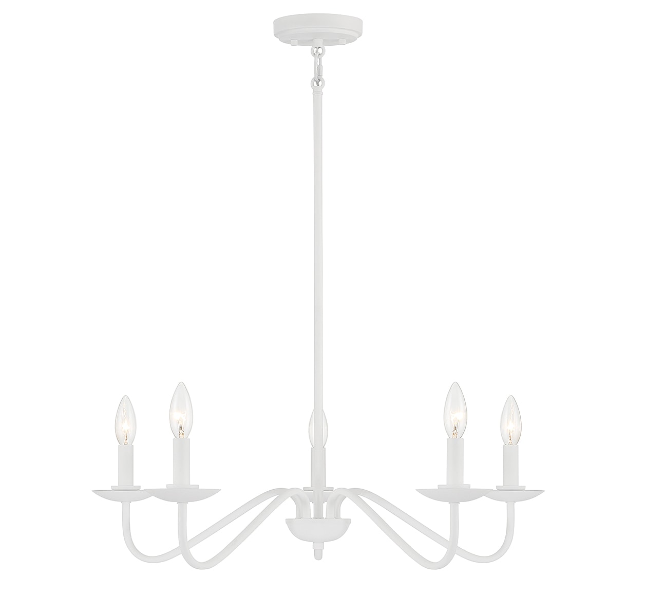 Meridian Lite Trends Meridian 5 -Light Matte White Indoor Metal Chandelier