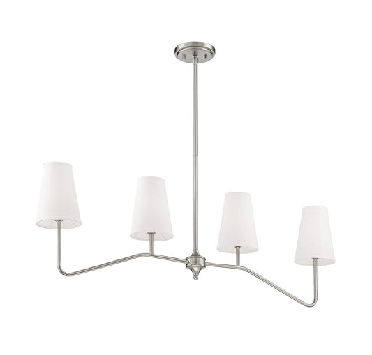 Meridian Lite Trends Meridian 4 -Light Brushed Nickel Indoor Fabric Metal Chandelier