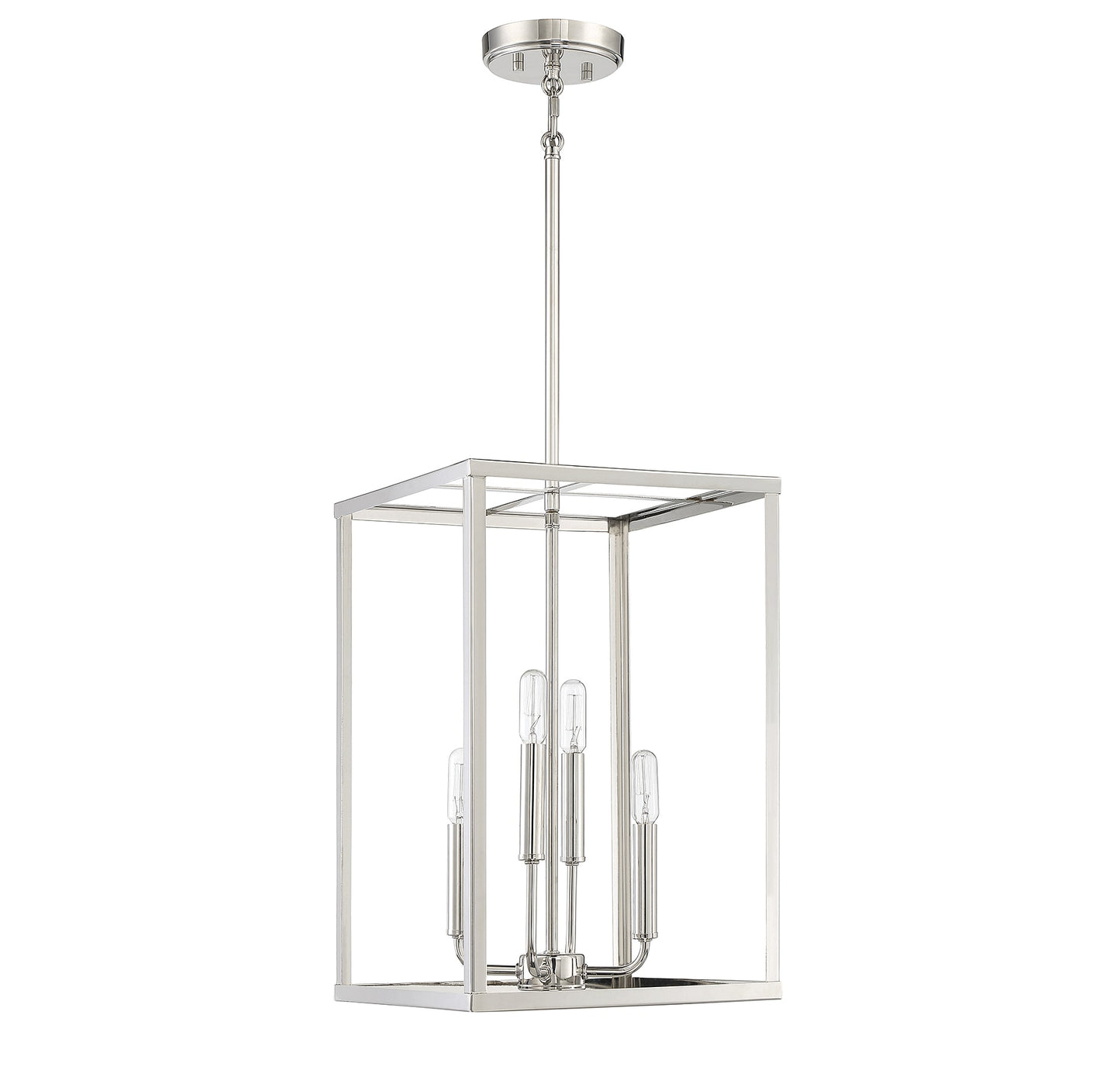 Meridian Lite Trends Meridian 4 -Light Polished Nickel Traditional Square Medium Hanging Pendant Light
