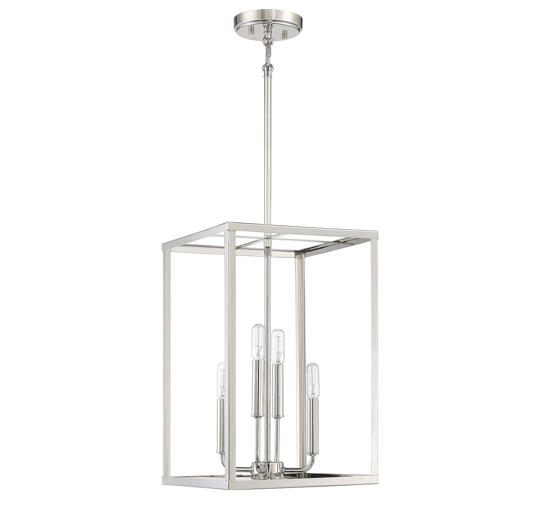 Meridian Lite Trends Meridian 4 -Light Polished Nickel Traditional Square Medium Hanging Pendant Light