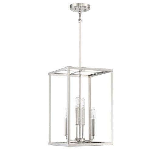 Meridian Lite Trends Meridian 4 -Light Polished Nickel Traditional Square Medium Hanging Pendant Light