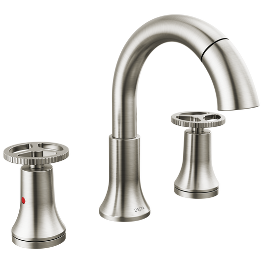 Delta Trinsic Stainless Steel Widespread 2-handle WaterSense Mid-arc Residential Handle Pull-down Bathroom Sink Faucet with Drain