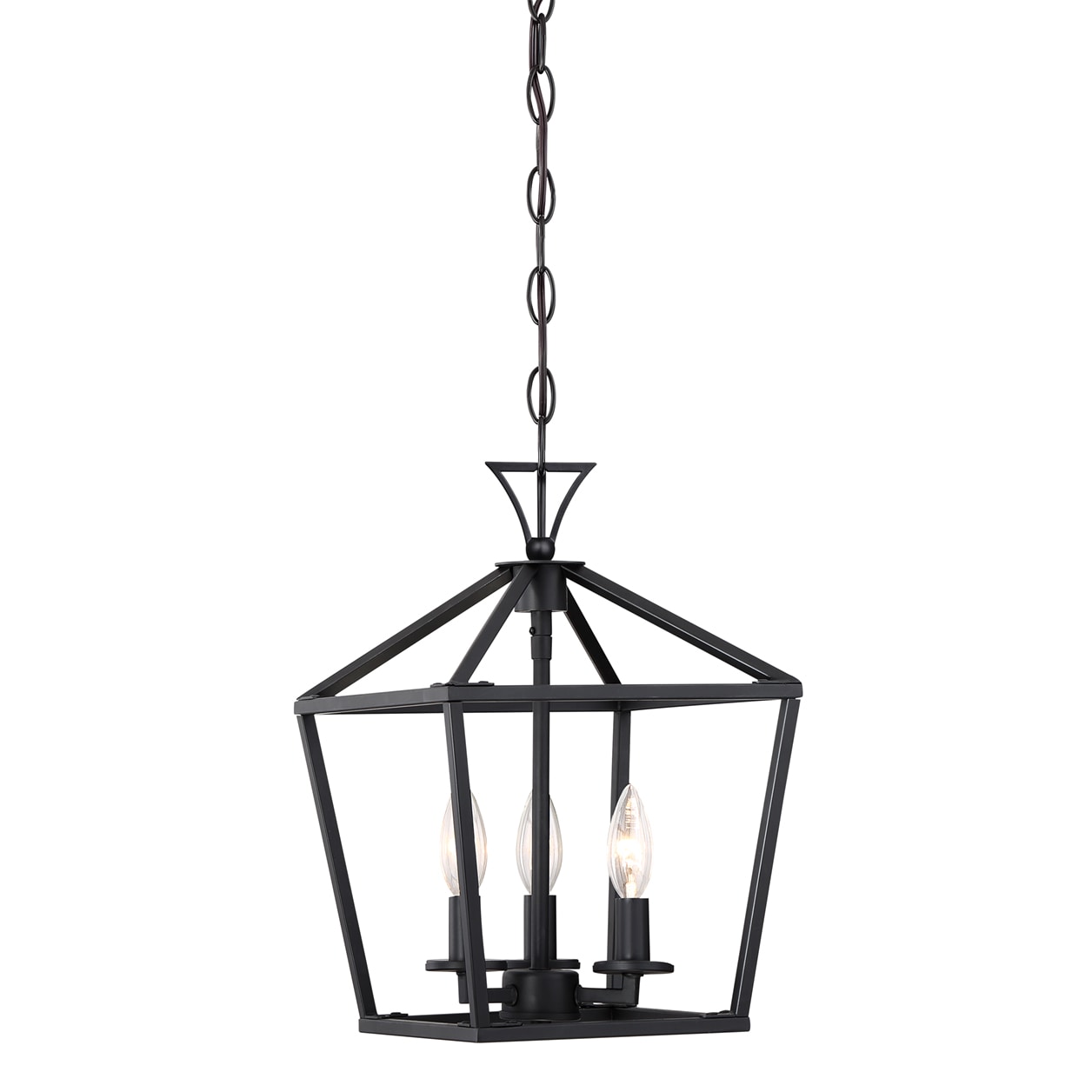 Savoy House Essentials Essentials 3 -Light Matte Black Transitional Lantern Medium Indoor Hanging Pendant Light