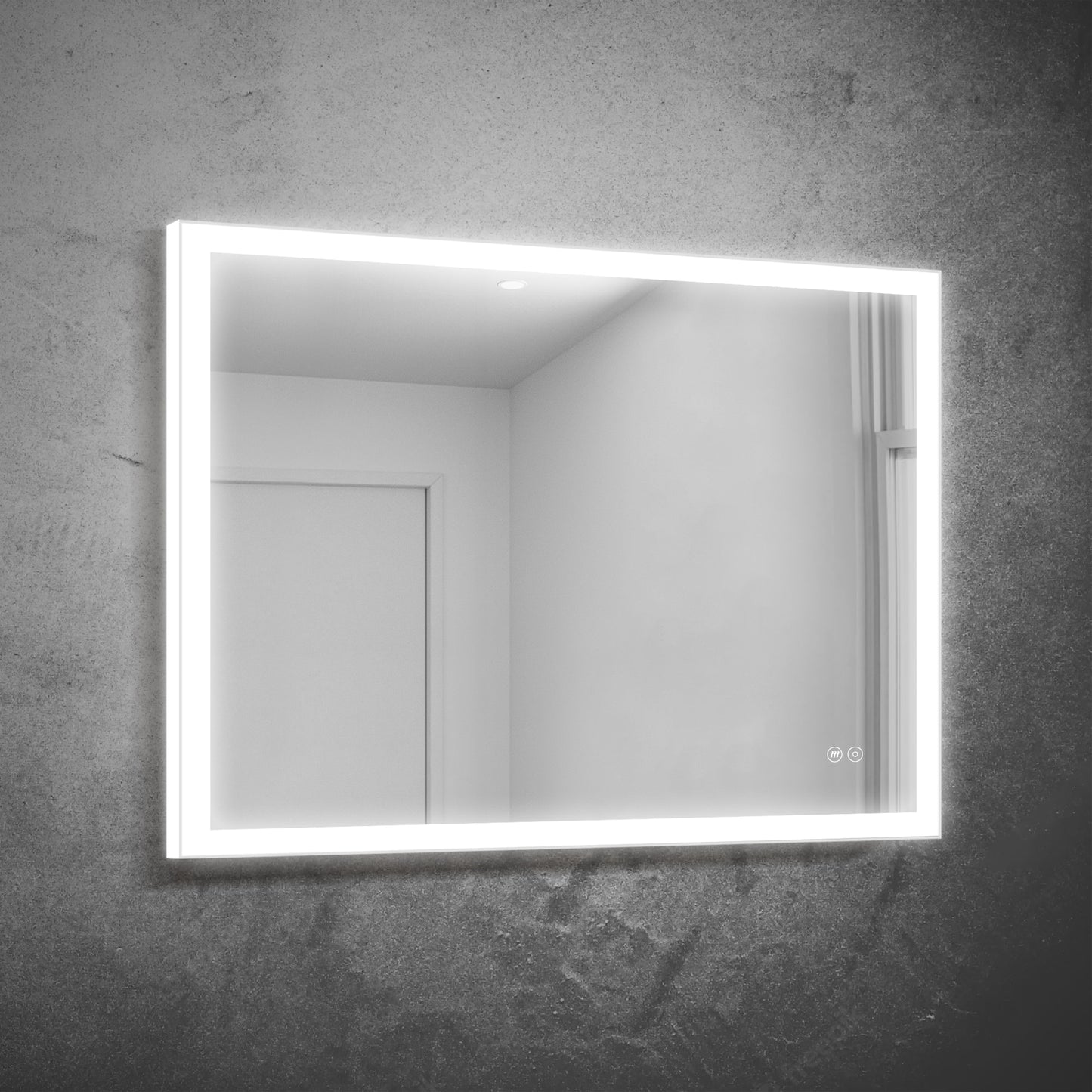 Forclover Galaxy 40-in x 32-in Polished Frameless Rectangle Dimmable LED Lighted Fog Free Bathroom Vanity Mirror ( Aluminum )