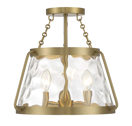 Savoy House Essentials Crawford 3 -Light 15 Brushed Brass Semi Flush Mount Light