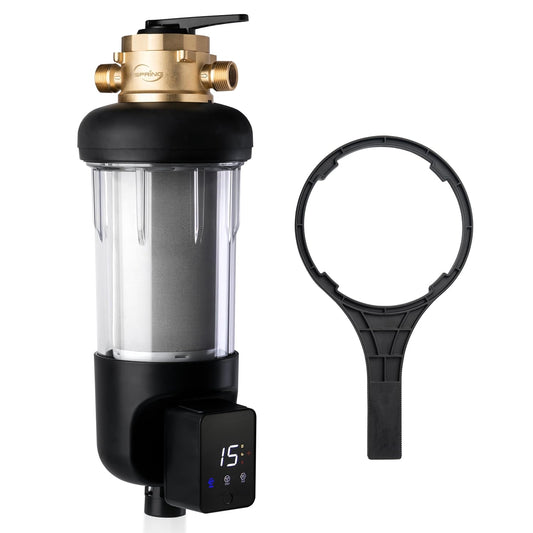 iSpring Jumbo Auto Flushing with 4-Way Valve Spin Down Prefilter Single-Stage 25-GPM 200 Micron