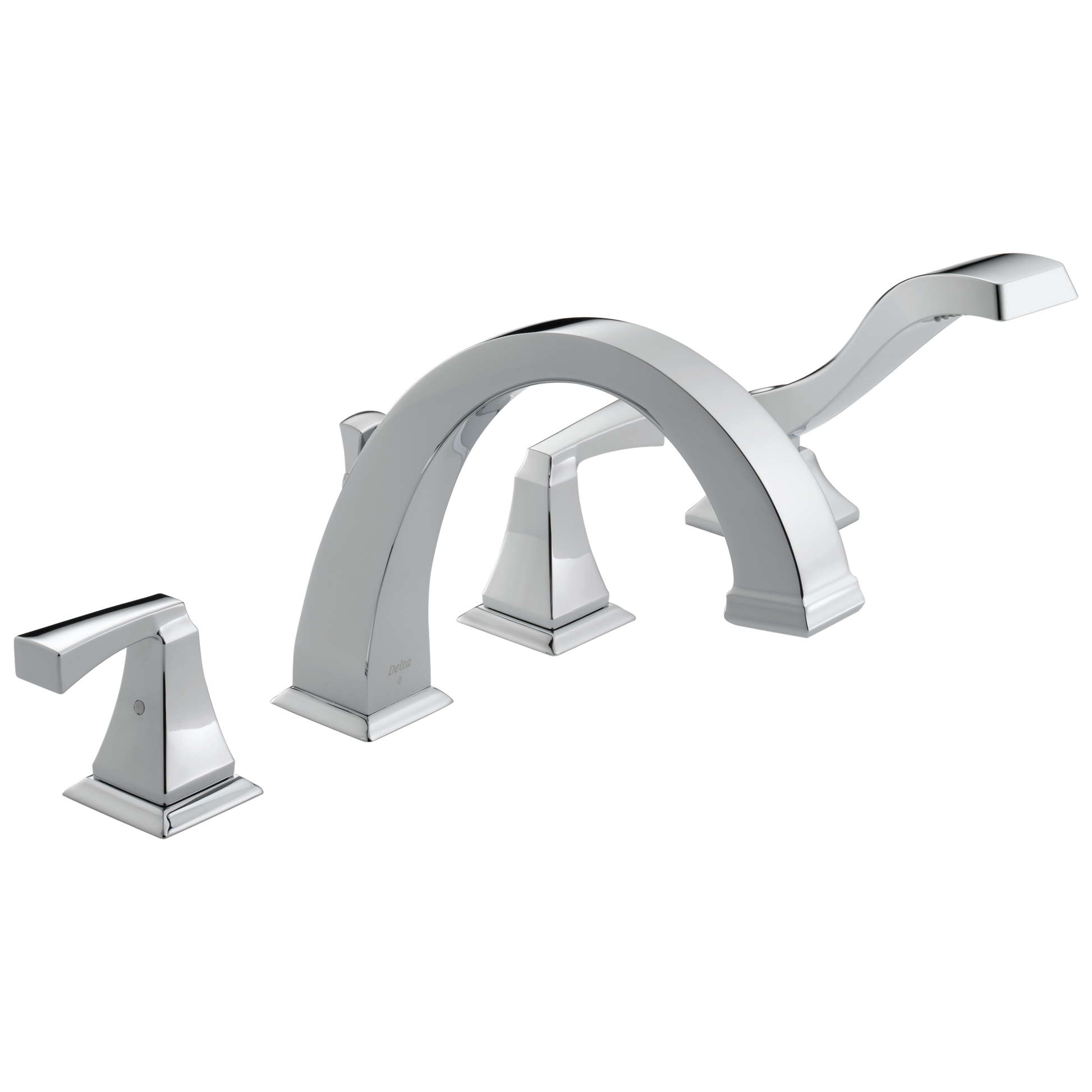 Delta Dryden Chrome 2-handle Deck-mount Roman High-arc Bathtub Faucet with Hand Shower