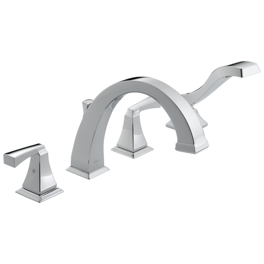 Delta Dryden Chrome 2-handle Deck-mount Roman High-arc Bathtub Faucet with Hand Shower