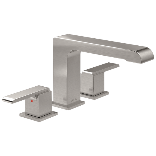 Delta Ara Stainless Steel 2-handle Deck-mount Roman Low-arc Bathtub Faucet