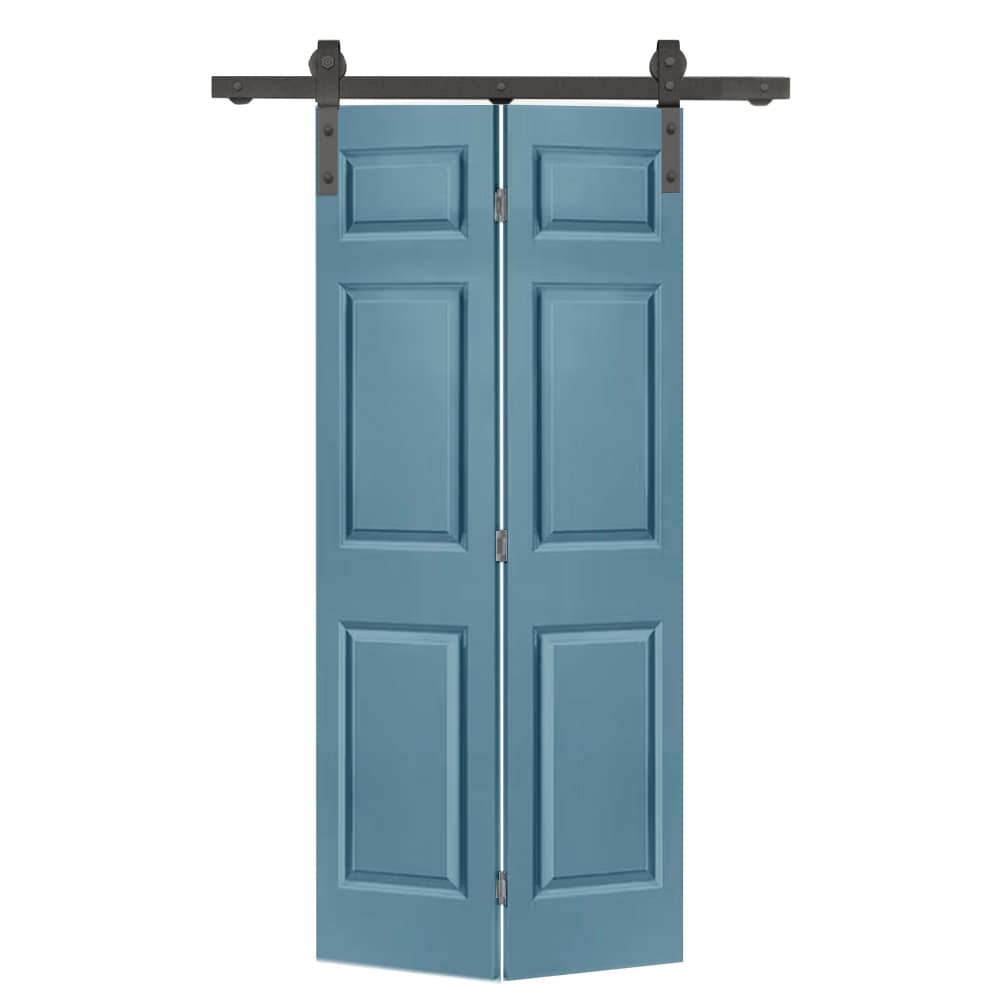 CALHOME 24-in x 80-in Dignity Blue MDF Hollow core Single Barn Door (Hardware Included)