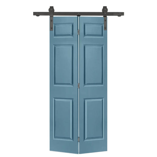 CALHOME 24-in x 80-in Dignity Blue MDF Hollow core Single Barn Door (Hardware Included)