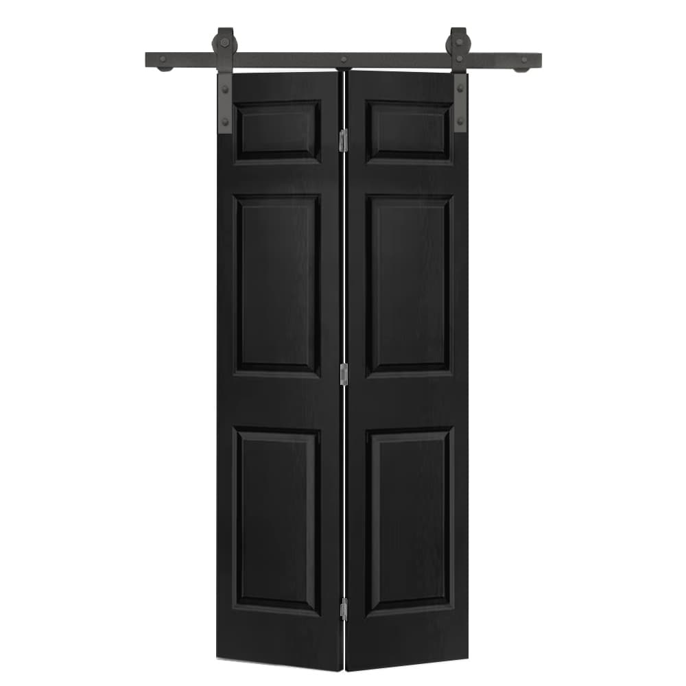CALHOME 36-in x 80-in Black MDF Hollow core Single Barn Door (Hardware Included)