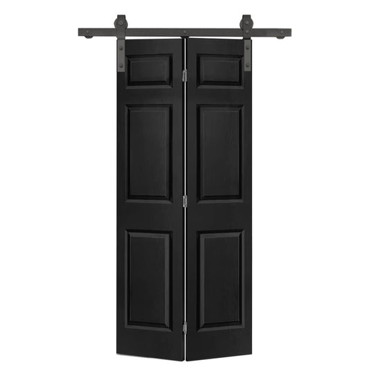 CALHOME 36-in x 80-in Black MDF Hollow core Single Barn Door (Hardware Included)