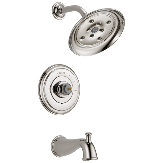 Delta Cassidy Polished Nickel Sold separately 7.875-in Round Bathtub and shower Faucet with Valve (Single Function)