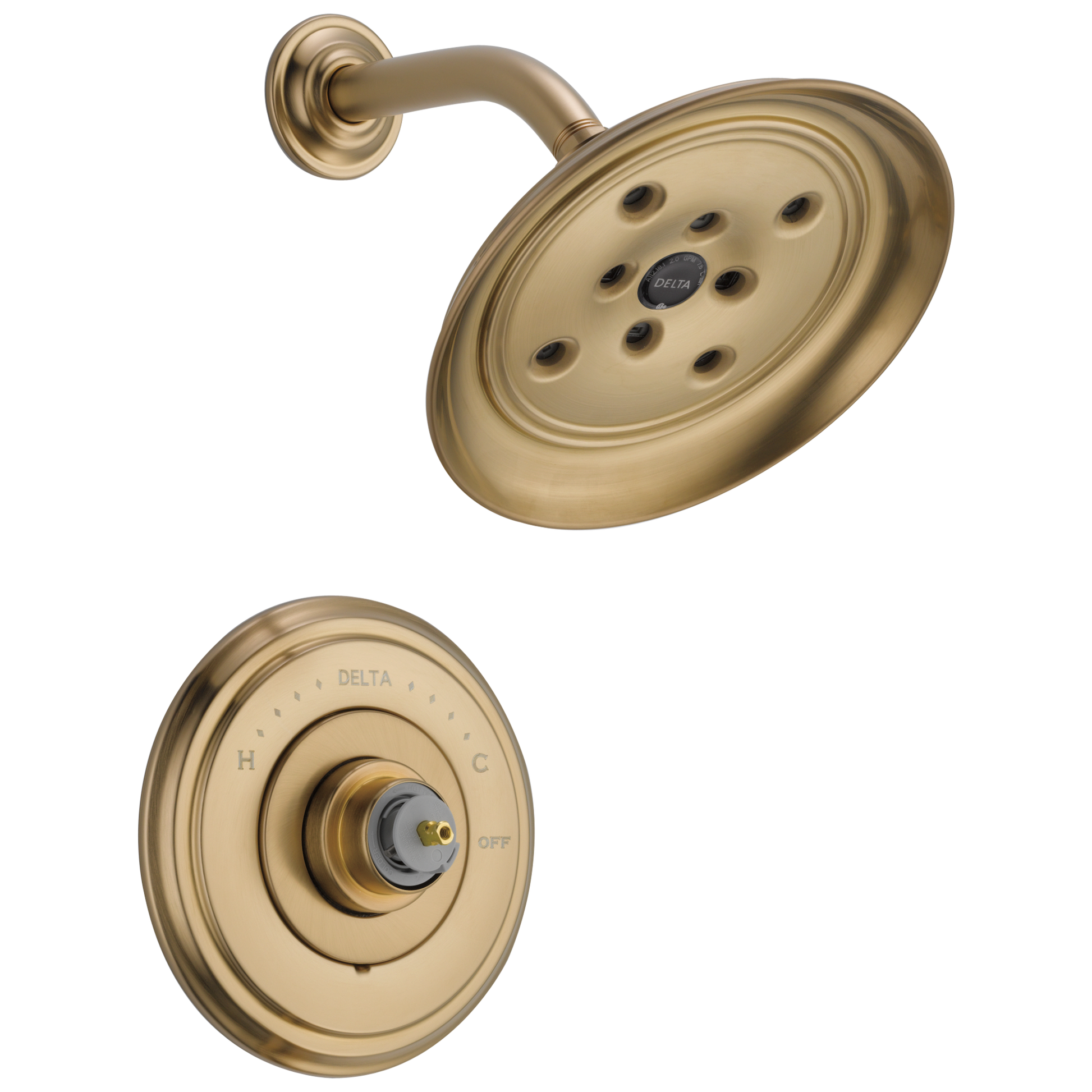 Delta Cassidy Champagne Bronze Sold separately 7.875-in Round Shower Faucet (Single Function)