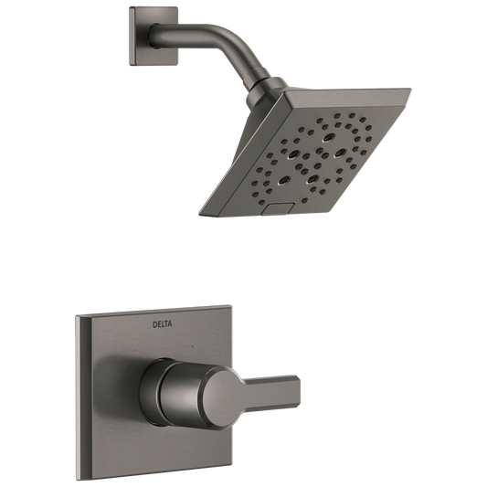 Delta Pivotal Lumicoat Black Stainless 1-handle 5.75-in Square Shower Faucet with Valve (Multi-function)