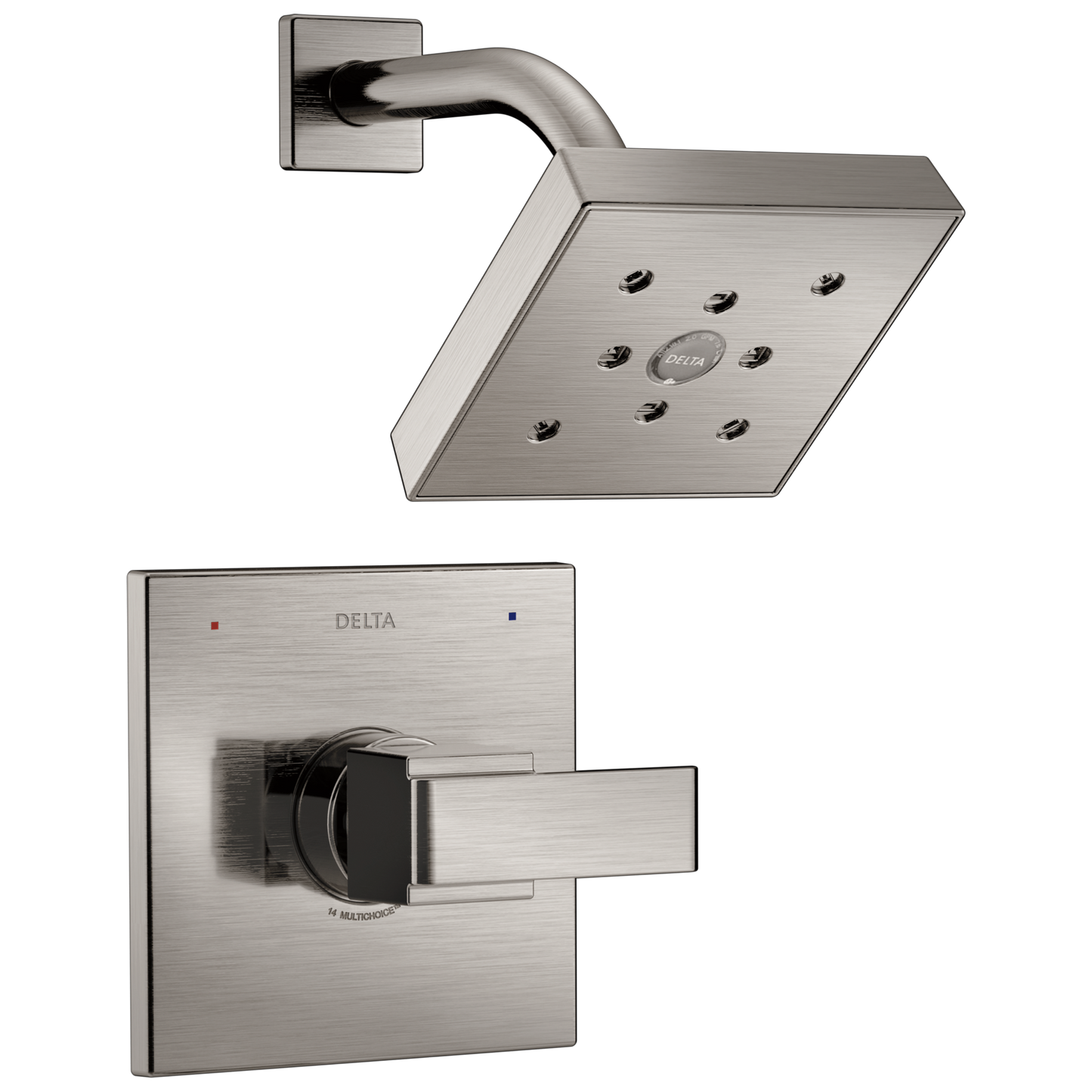 Delta Ara Stainless Steel 1-handle 5.3125-in Square Shower Faucet (Single Function)