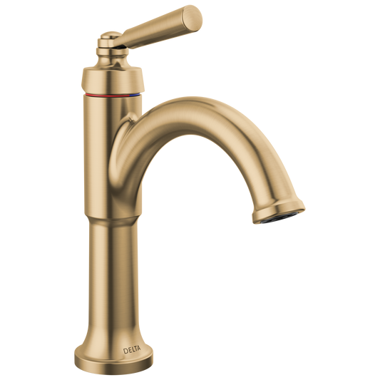 Delta Saylor Champagne Bronze Single hole 1-handle WaterSense Mid-arc Residential Handle Bathroom Sink Faucet with Drain with Deck Plate