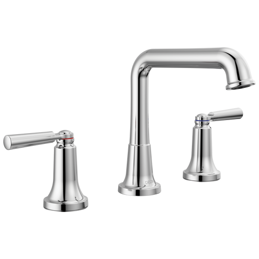 Delta Saylor Chrome Widespread 2-handle WaterSense Low-arc Residential Handle Bathroom Sink Faucet with Drain