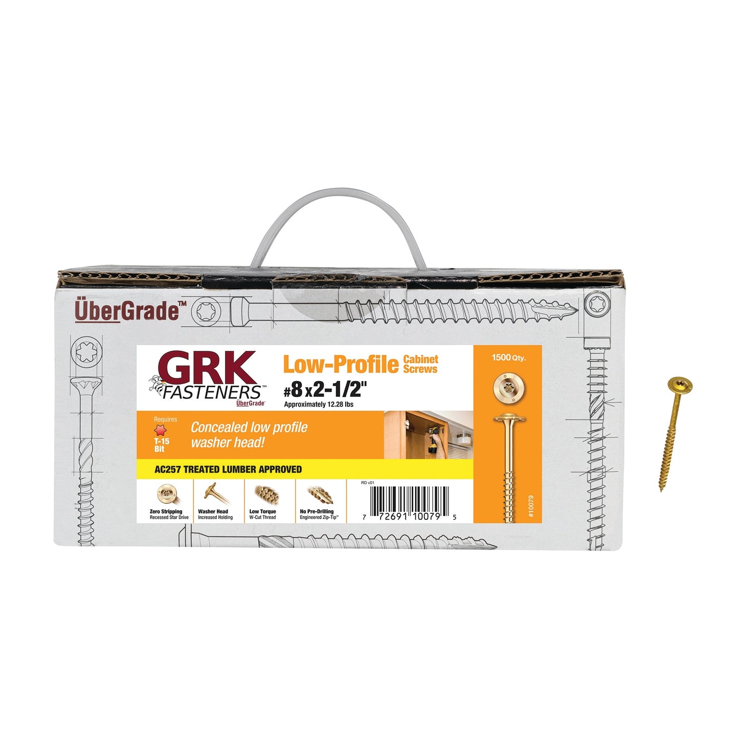 GRK #8 x 2-1/2-in Polymer CABINET Interior Cabinet Mounting Screws (1500-Per Box) 10079