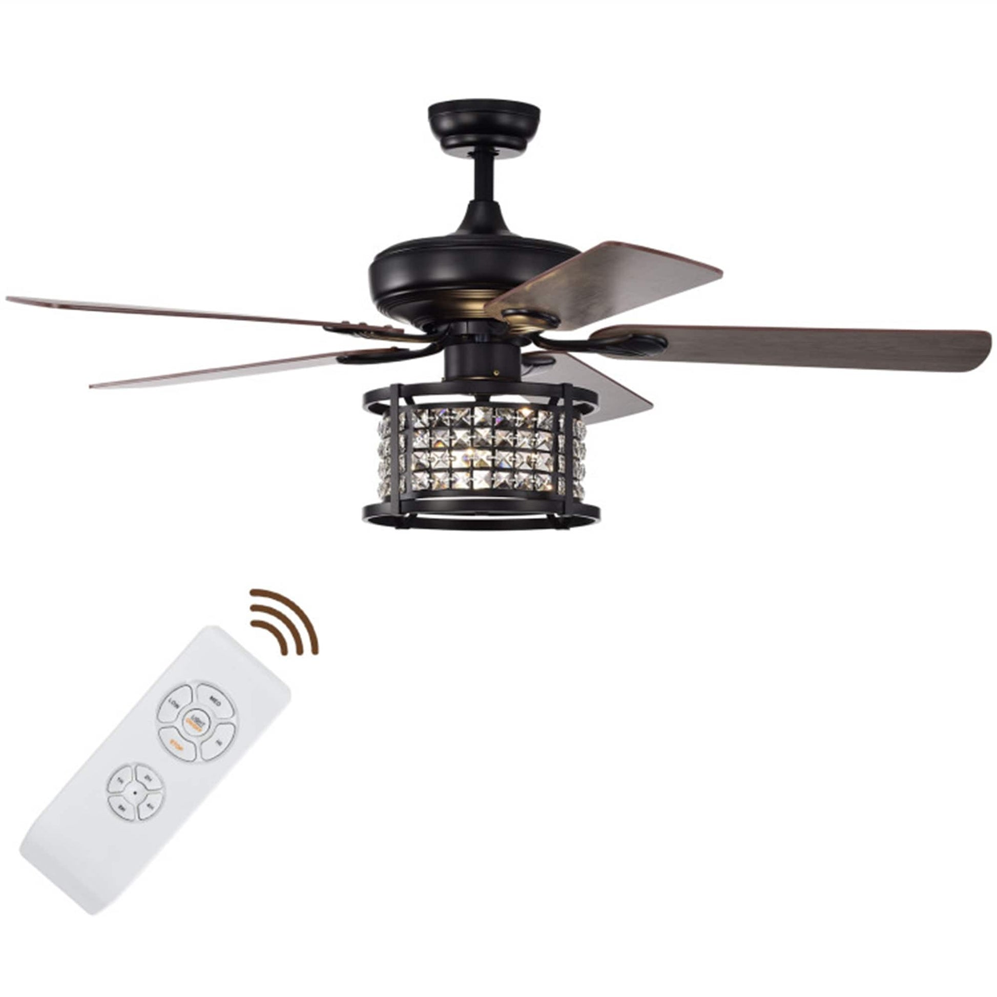 BABOOM 52-in Black with Wood Blades Integrated LED Ceiling Fan With Light and Remote Included 5 -Blade