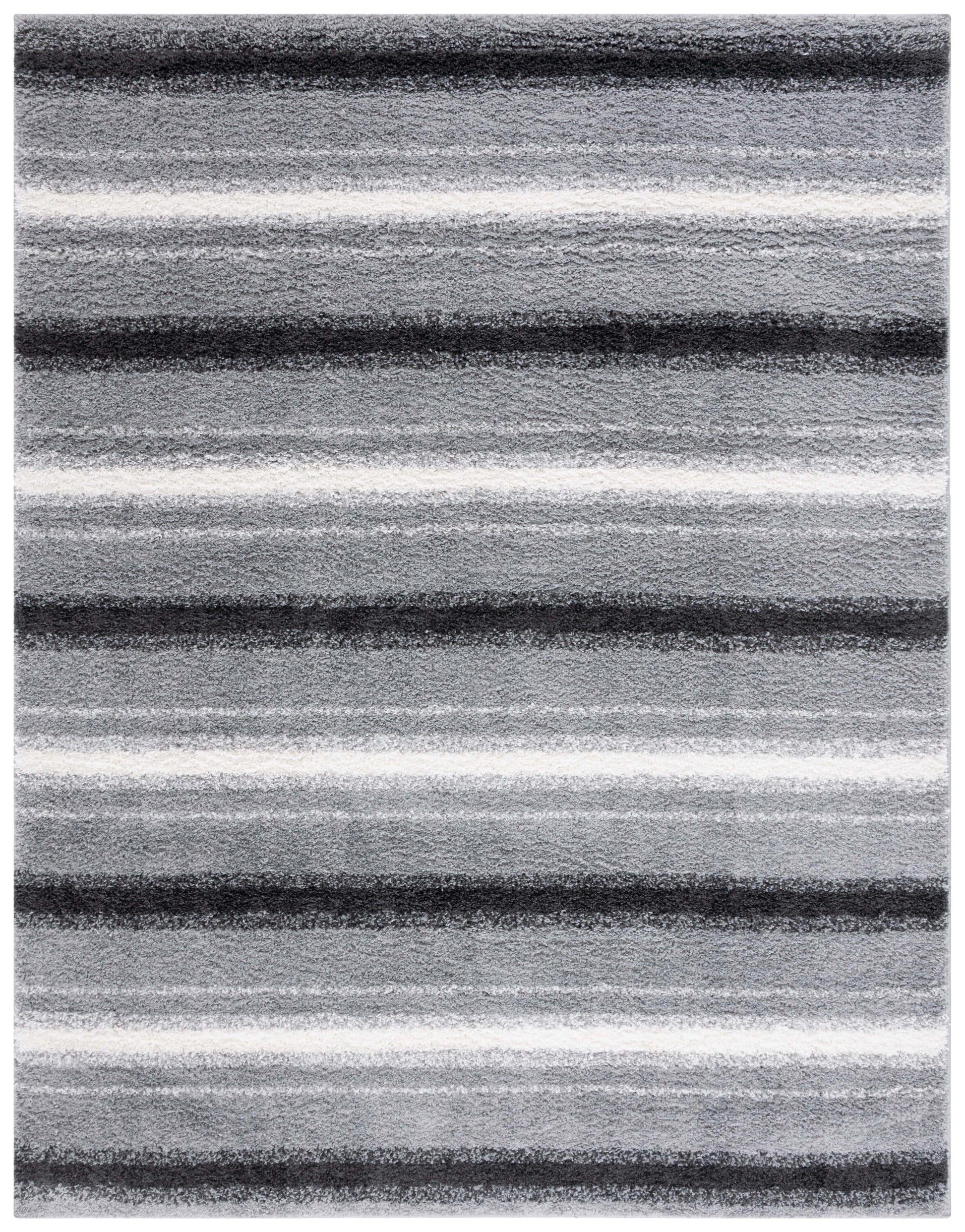 Safavieh 9 x 12 (ft) Loomed Gray/Black Rectangular Indoor Stripe Mid-Century Modern Area rug