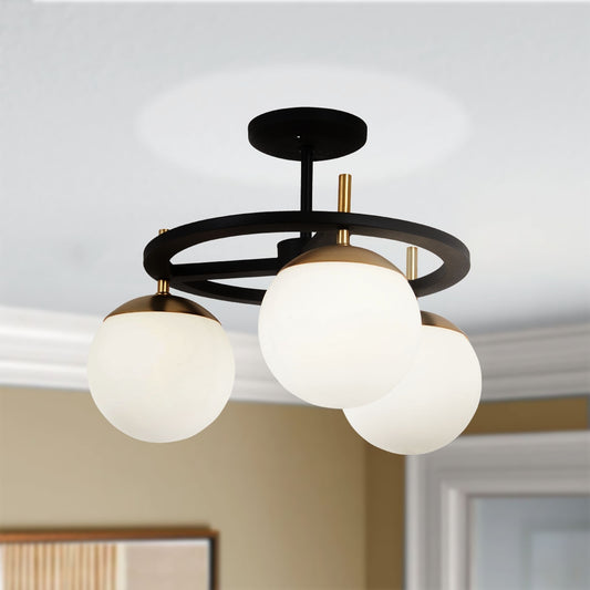 George Kovacs Alluria 3 -Light 18-in Antique Black Semi Flush Mount Light