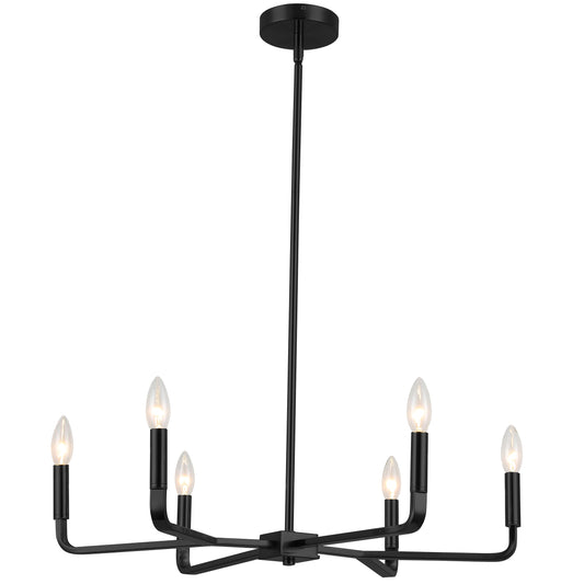 Dainolite Colette 6 -Light Matte Black Modern/contemporary For Use in Bathrooms, Bedrooms, Dining Rooms, Foyers, Kitchens, Living Rooms Chandelier