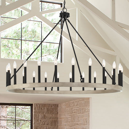 ACROMA Hamden 24 -Light Matte Gray Indoor Bare bulb Metal Metal Chandelier